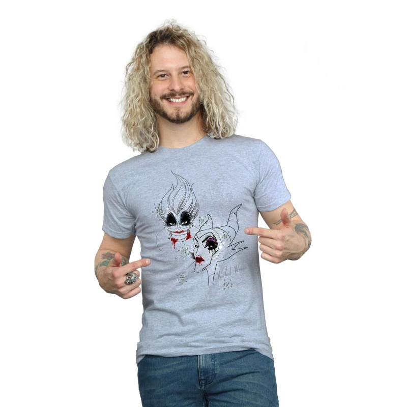 Image of Disney Men Villains Wicked T-Shirt in Grey Size: Small Grey S Male 5057736927038
