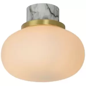 Image of Lucide LORENA - Flush Ceiling Light Bathroom - Ø23cm - 1xE27 - IP44 - Opal