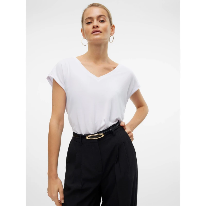 Image of Vero Moda Short Sleeve V-Neck - White White 10