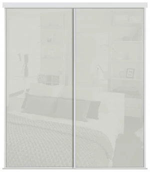 Image of Sliding Doors and track W1489 White Frame Arctic White Glass