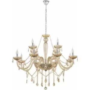 Image of Loops - Pendant Light Colour Chrome Shade Cognac Coloured Glass Bulb E14 12x40W