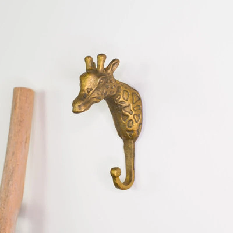 Image of Melody Maison Gold Metal Giraffe Wall Hook Metallic Gold unisex