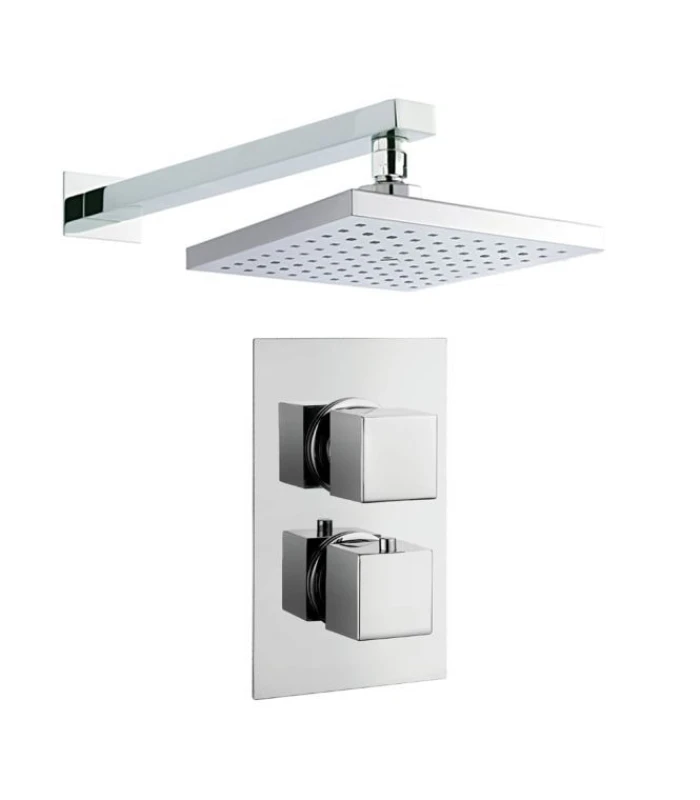 Image of Balterley Concealed Thermostatic Shower Set - Square - Chrome in Silver Silver Unisex