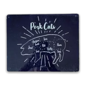Image of Geko Vintage Metal Sign - Butcher Cuts of Pork Retro Sign