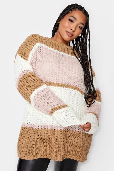 Image of Yours Long Sleeve Knitted Jumper Brown