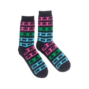 Image of Space Invaders - Neon Colours Unisex 43/46 Socks - Black