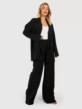 Image of Boohoo Crepe Wide Leg Trousers - Black, Size 14, Women