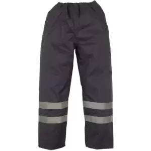 Image of Yoko Mens Hi-Vis Waterproof Contractor Over Trousers (L) (Navy Blue)
