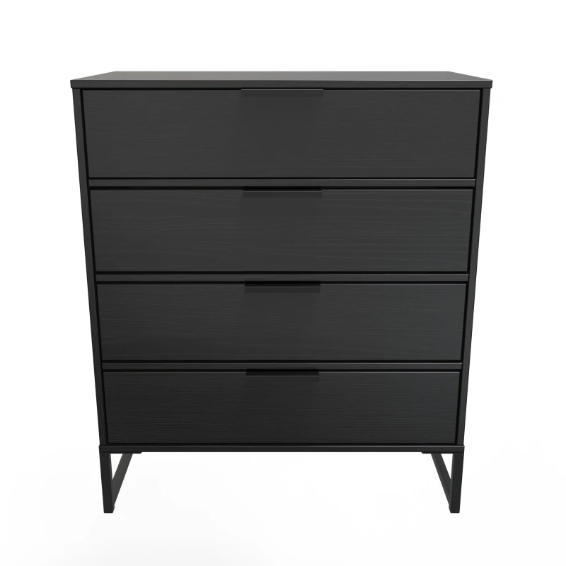Image of Ready Assembled 2 U Madrid 4 Drawer Chest (Ready Assembled) in Black Unisex