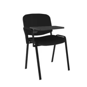 Image of Taurus meeting room chair with Black frame and writing tablet - black