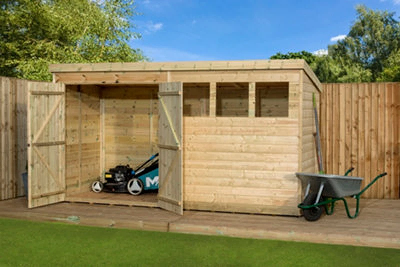 Image of Empire Sheds Empire 4000 Pent 12X3 Double Door Left Windows