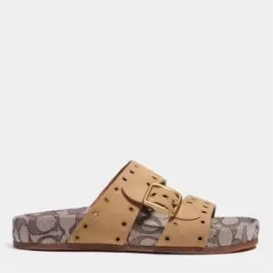 Image of Coach Womens Ally Suede Double Strap Sandals - Peanut/Oak - UK 5