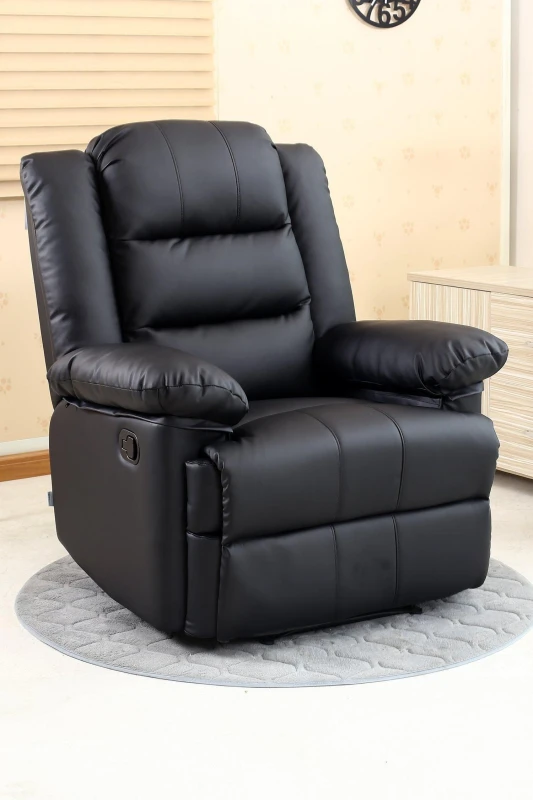 Image of Loxley Leather Recliner Chair - Black 5.05574E+12