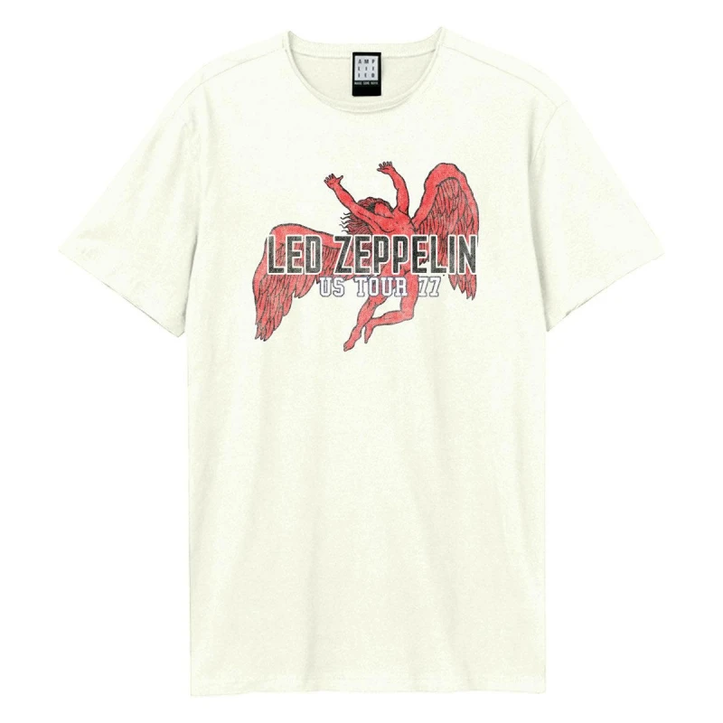Image of Amplified Amplified Men US Tour 77 Icarus LED Zeppelin T-Shirt in White Size: 3X-Large White XXXL Male 5063806406877