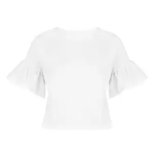Image of Miso Ruffle Sleeve T Shirt - White