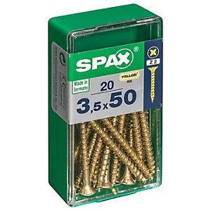Image of Spax PZ Countersunk Zinc Yellow Screws - 3.5 x 50mm Pack of 20