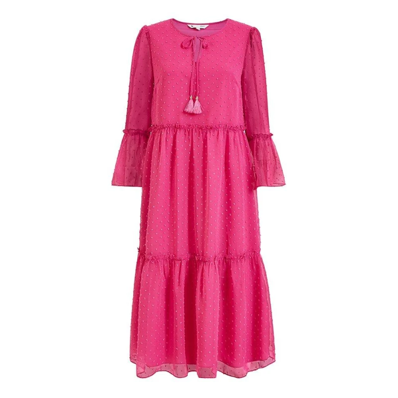 Image of Yumi Yumi Fuchsia Pink Boho Dobi Smocked Dress Pink 6