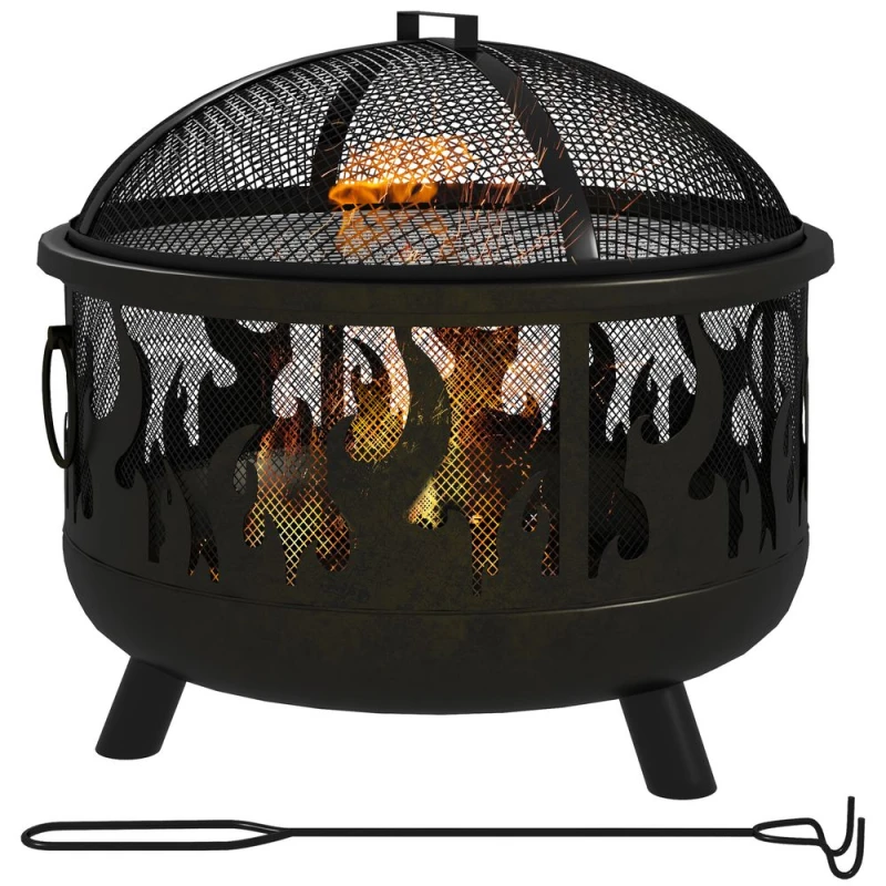 Image of Outsunny Outsunny - 61.5cm 2-In-1 Outdoor Fire Pit & Firewood bbq Garden Cooker Heater 5056725390976