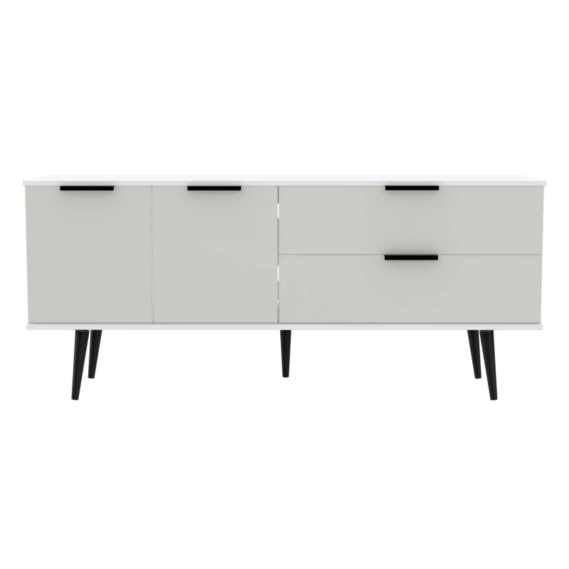 Image of Fuji 2 Drawer 2 Door Wide Sideboard In Grey Matt & White (Ready Assembled)