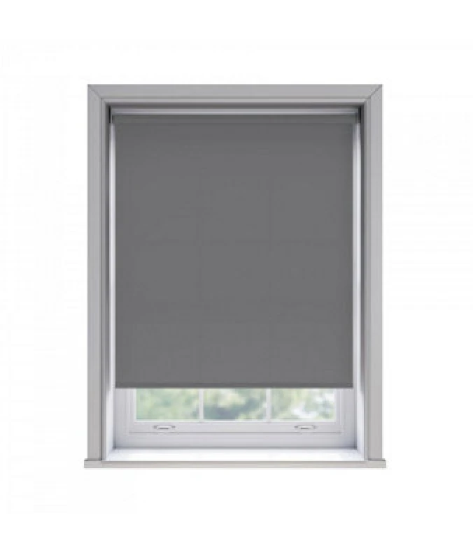 Image of 65Cm No Drill Self Adhesive Slate Grey Thermal Blackout Roller Blind (170Cm Drop)