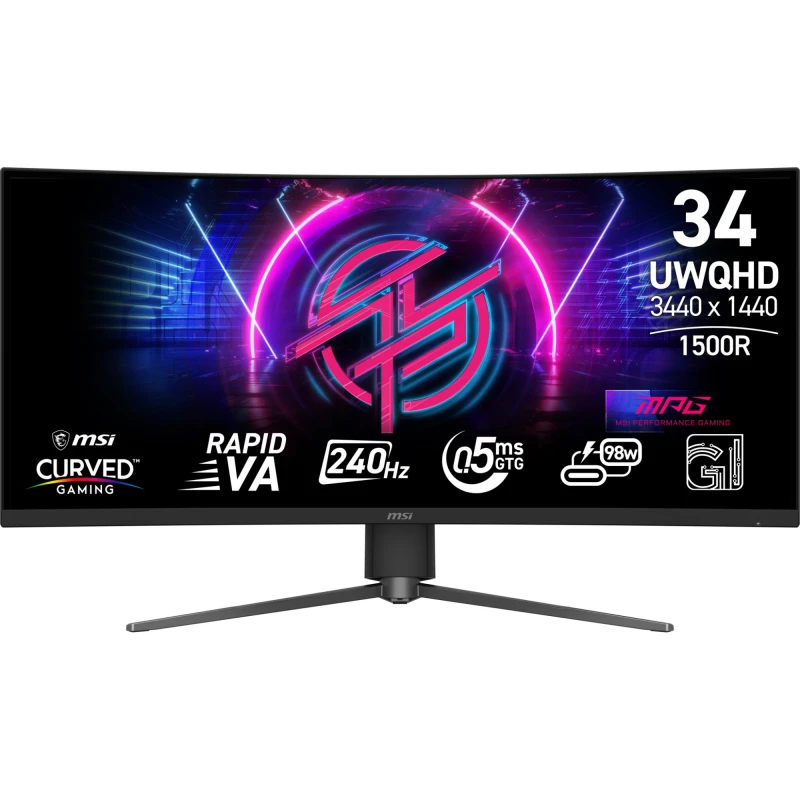 Image of MSI MPG 346CQRF X24 34" UltraWide Quad HD 240Hz Curved Gaming Monitor - Black
