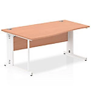 Image of Impulse 1600 Left Hand White Cable Managed Leg Wave Desk Beech