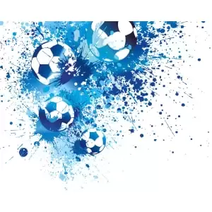 Image of Football Splash Blue Wall Mural - 3m x 2.4m