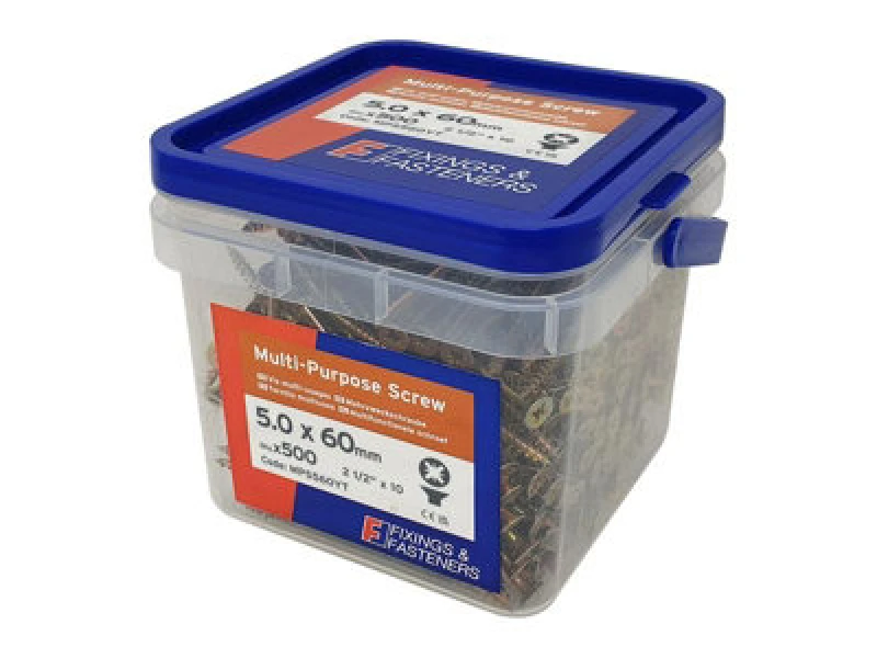 Image of Forgefix Mps560Yt Multi Purpose Pozi Compatible Screw Csk St Zyp 5.0 X 60mm X500