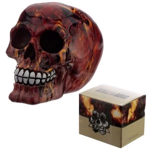 Image of Marble Flame Effect Skull Ornament