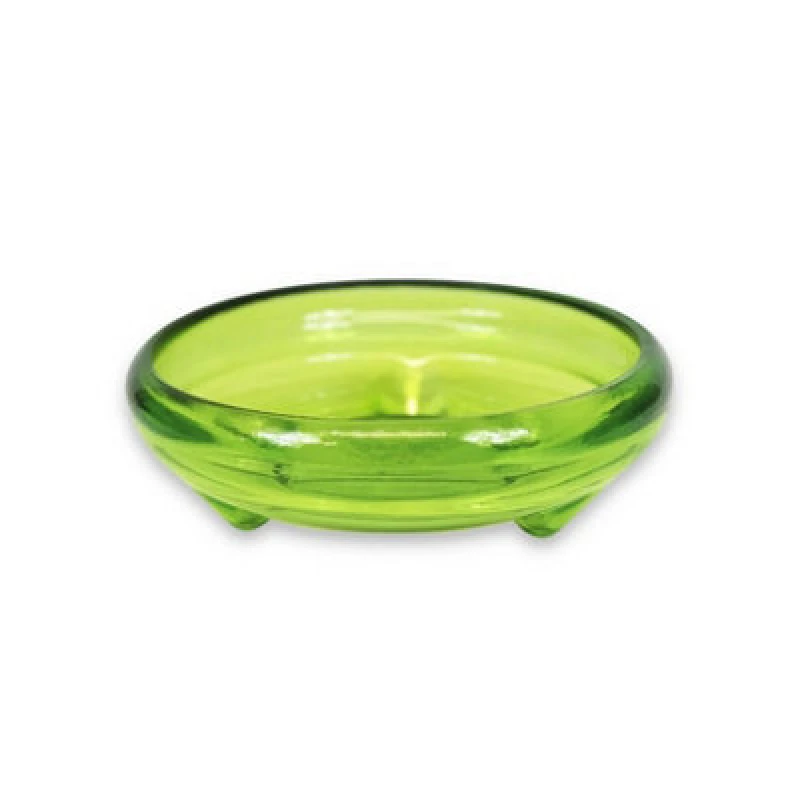Image of Verano Spanish Ceramics Recycled Glass Kitchen Dining Room Home Decor Ola Footed Glass Bowl - Lime Green 24.5Cm (W)