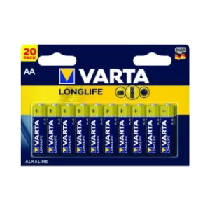 Image of Varta Longlife AA Battery (Pack of 20) 04106101420
