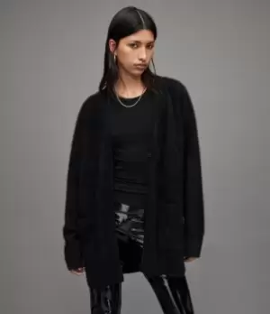 Image of AllSaints Womens Kady Cashmere Cardigan, Black, Size: S