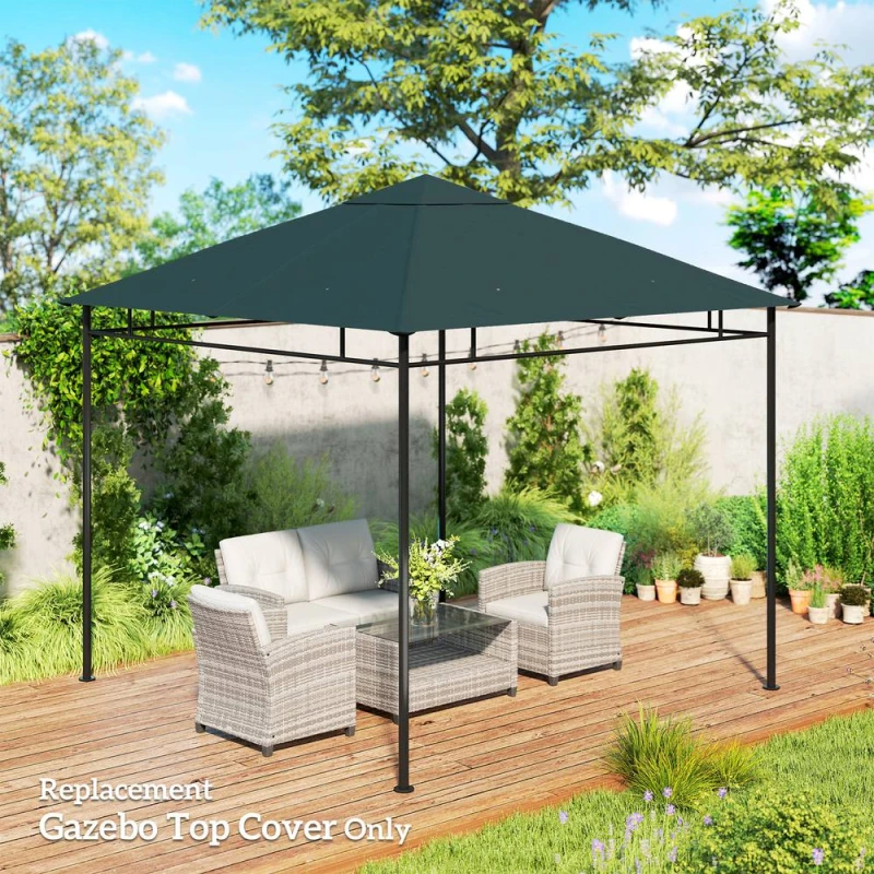 Image of OUTSUNNY 3 x 3m Gazebo Canopy Replacement Cover, Gazebo Roof Replacement in Bottle Green Size: 3m Bottle Green Unisex 3m