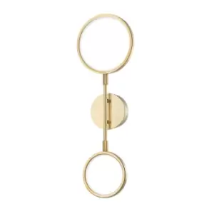 Image of Saturn 2 Light LED Wall Sconce Brass, Glass And Metal