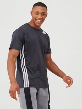 Image of adidas Training 3 Stripe+ T-Shirt - Black Size M Men
