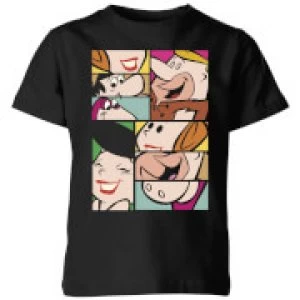 Image of The Flintstones Cartoon Squares Kids T-Shirt - Black - 5-6 Years