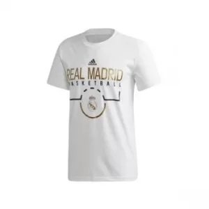 Image of Adidas Real Madrid Basketball White T Shirt XL