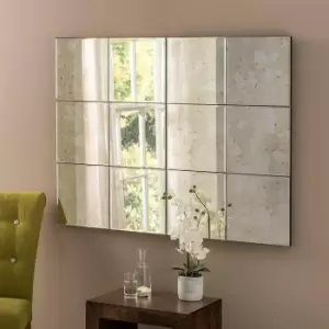 Image of Antique mottled panelled Mirror 123x92cm