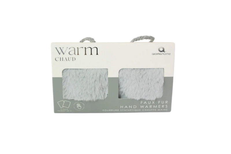 Image of Aroma Home Aroma Home Faux Fur Grey Hand Warmers 2 Pack Grey One Size Unisex 5056223164789