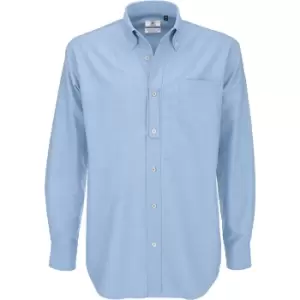 Image of B&C Mens Oxford Long Sleeve Shirt / Mens Shirts (M) (Oxford Blue)