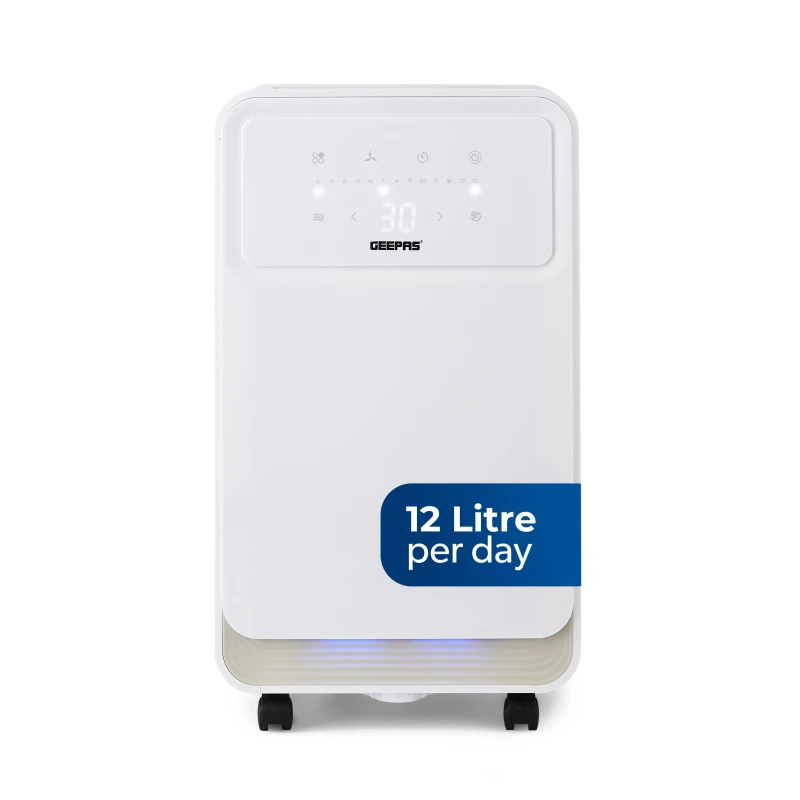 Image of Geepas 12L Dehumidifier with 2L Tank & LED Display 24 hr Timer in White White Unisex