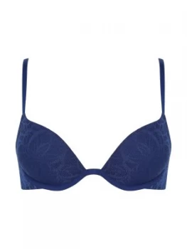 Image of DKNY Signature scribble plunge push up bra Blue