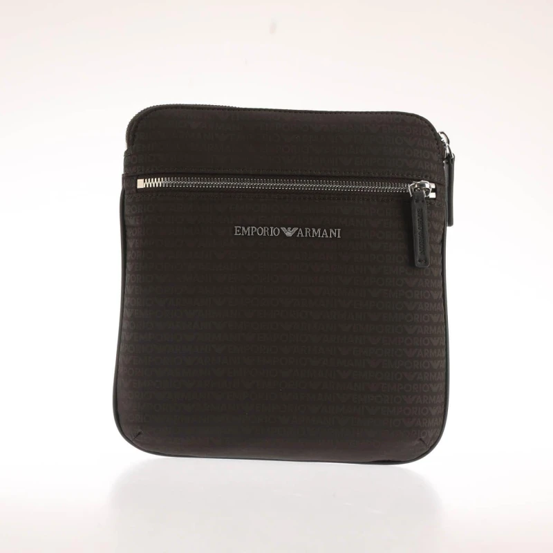 Image of Emporio Armani Nylon Allover Jacquard Logo Shoulder Bag Back Packs One Size Black 38568103000