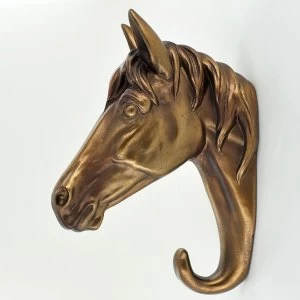 Image of Bronze Finish Horse Head Wall Coat Hook 19cm