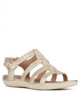 Image of Geox D Sand Flat Sandal, Light Gold, Size 40, Women