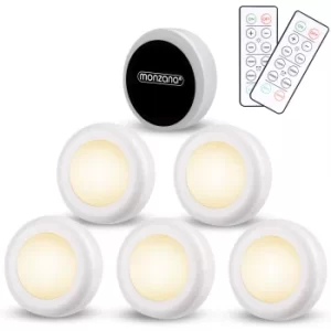 Image of monzana 6pcs Set LED Wardrobe Light Remote Timer Night Lights Multicoloured White