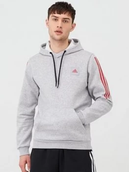 Image of Adidas 3 Stripes Overhead Hoodie - Medium Grey Heather