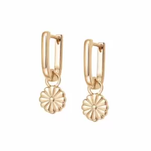 Image of Daisy Bloom Drop Huggie Earrings 18ct Gold Plate 18ct Gold Plate