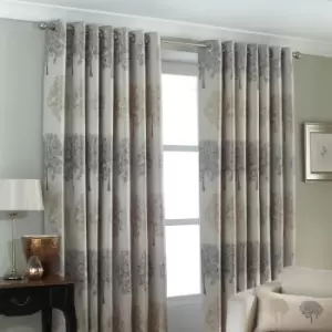 Image of Oakdale Tree Motif Eyelet Curtains Silver / 229 x 183cm