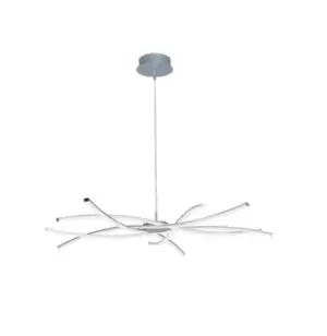 Image of Aire Ceiling Pendant 100cm Round 60W 3000K, 4800lm, Dimmable Silver, Frosted Acrylic, Polished Chrome
